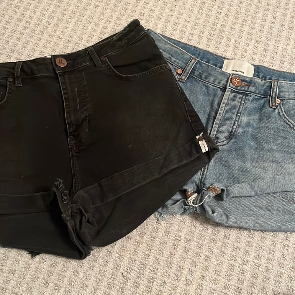 One Teaspoon blue and black denim shorts size 28